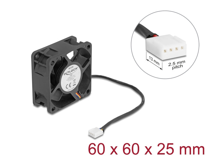 Delock Axiallüfter 12 V DC, 60 x 60 x 25 mm schwarz