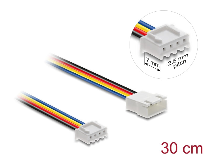 Delock Lüfter Verlängerungskabel JST PWM Stecker zu Buchse 4 Pin, Steckerlänge 7 mm, 30 cm