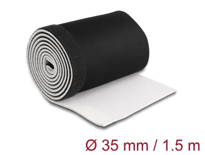 Delock Kabelschlauch Neopren flexibel mit Klettverschluss 1,5 m x 135 mm schwarz / weiß
