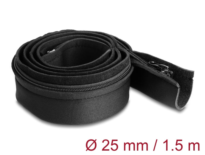 Delock Kabelschlauch Neopren flexibel mit Reißverschluss 1,5 m x 100 mm schwarz