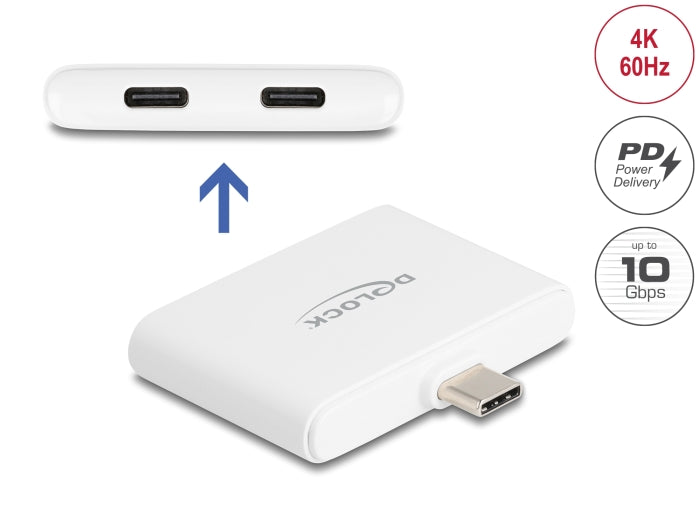Delock USB Type-C™ Adapter zu USB-C™ Daten 10 Gbps und Video 4K 60 Hz + USB Type-C™ PD 92 W