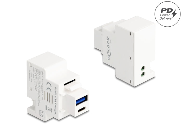 Delock Keystone Modul mit USB Typ-A und USB Type-C™ Ladebuchse PD 20 W weiß
