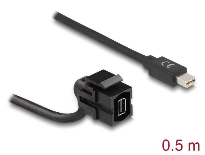 Delock Keystone Modul mini DisplayPort Buchse 110° > mini DisplayPort Stecker mit Kabel schwarz
