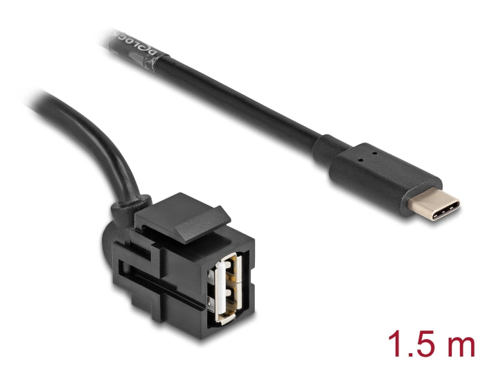 Delock Keystone Modul USB 2.0 A Buchse zu USB Type-C™ Stecker 250° mit Kabel 1,5 m