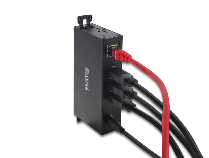 Delock 3 Port USB 5 Gbps Hub + RJ45 Gigabit LAN PoE++ Port mit USB Type-C™ Host-Anschluss im Metallgehäuse und 1,5 kV Isolation