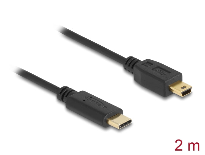 Delock Kabel USB Type-C™ 2.0 Stecker > USB 2.0 Typ Mini-B Stecker 2,0 m schwarz