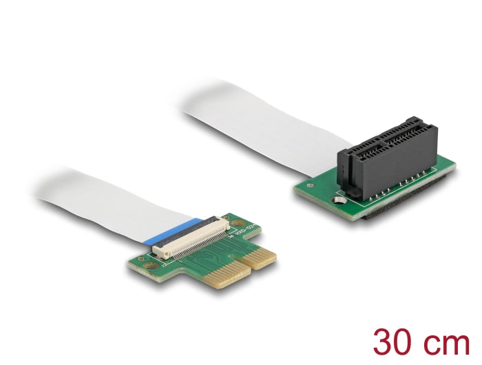 Delock Riser Karte PCI Express x1 Stecker zu x1 Slot 90° gewinkelt mit FPC Kabel 30 cm