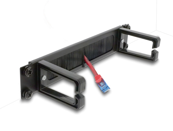 Delock 10″ Kabelmanagement Bürstenleiste mit 2 Bügeln 1 HE schwarz