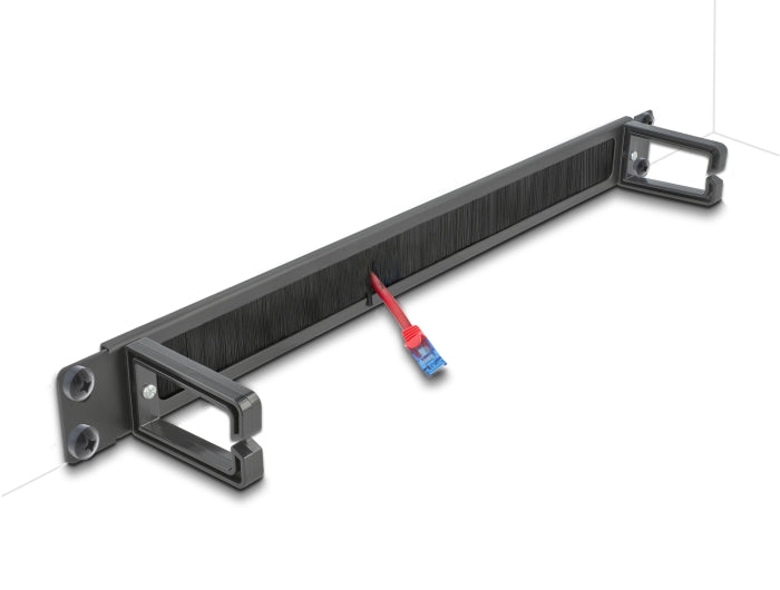 Delock 19″ Kabelmanagement Bürstenleiste mit 2 Bügeln 1 HE schwarz
