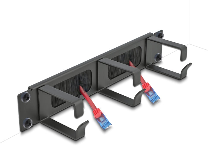 Delock 10″ Kabelmanagement Bürstenleiste mit 3 Bügeln 1 HE schwarz