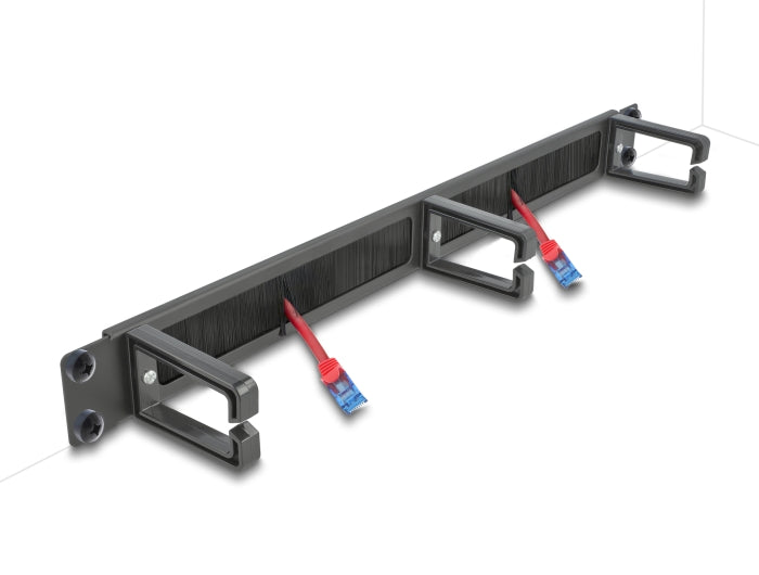 Delock 19″ Kabelmanagement Bürstenleiste mit 3 Bügeln 1 HE schwarz