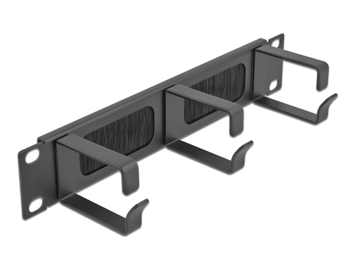 Delock 10″ Kabelmanagement Bürstenleiste mit 3 Bügeln 1 HE schwarz