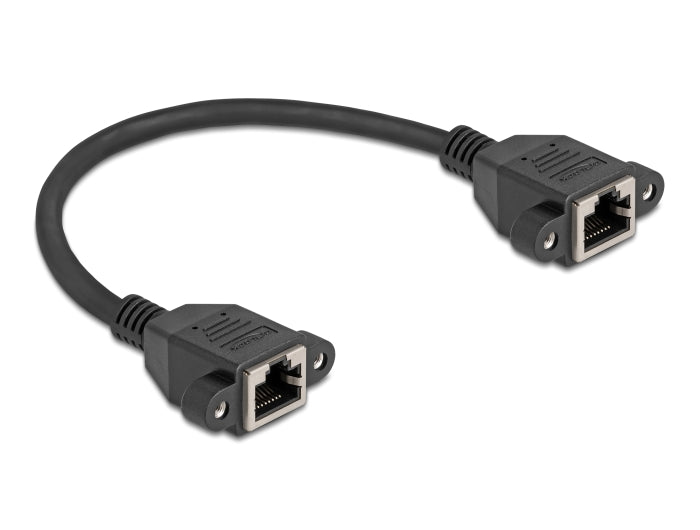 Delock Netzwerk Verlängerungskabel S/FTP RJ45 Buchse zu RJ45 Buchse Cat.6A flache Ausführung 0,25 m schwarz