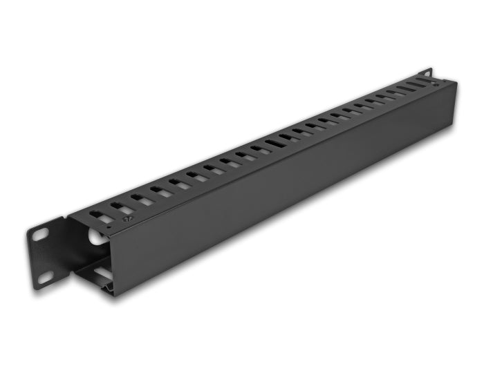Delock 19″ 1 HE Kabelmanagement Rangierpanel mit 2 Öffnungen 1 HE Metall schwarz