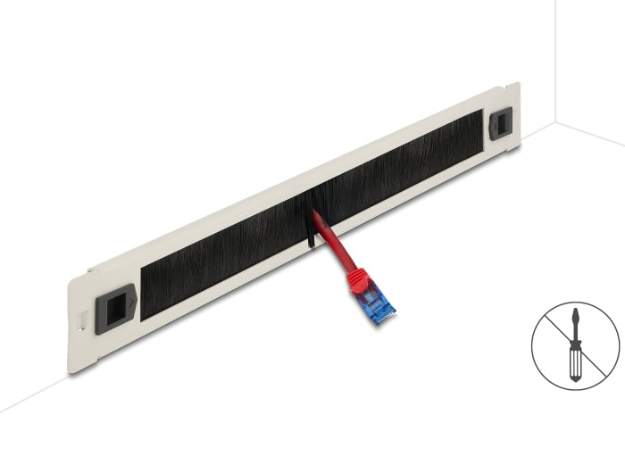 Delock 19″ Kabelmanagement Bürstenleiste werkzeugfrei 1 HE grau