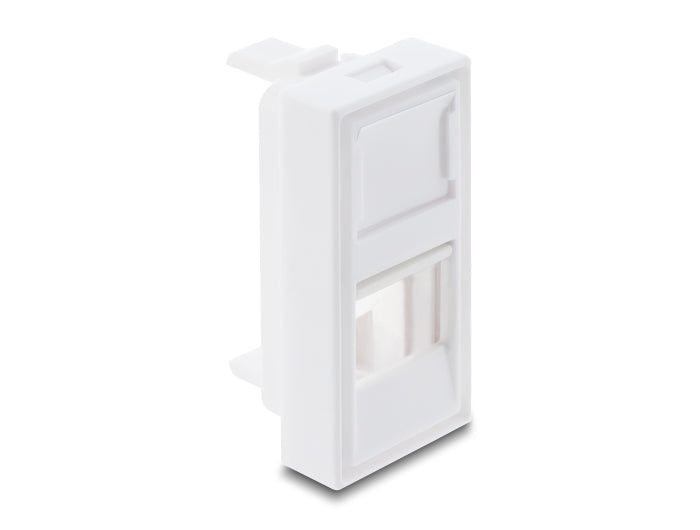 Delock Easy 45 H-Modulblende für Keystone Modul 1 Port mit Staubschutzklappe 22,5 x 45 mm weiß