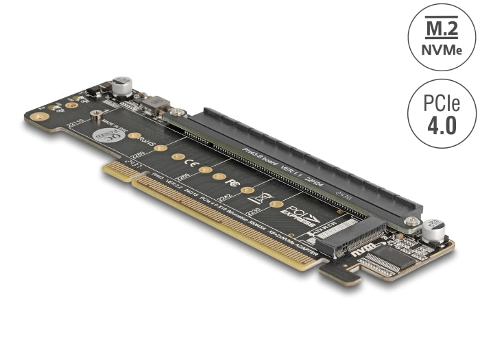 Delock PCI Express 4.0 x16 Riser Karte mit 2 x M.2 Key M NVMe Slot – Bifurcation