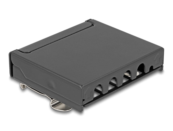 Delock Mini Desktop Patchpanel RJ45 Buchse 4 Port Cat.6A geschirmt schwarz - zur Montage an Tisch, Wand oder Hutschiene