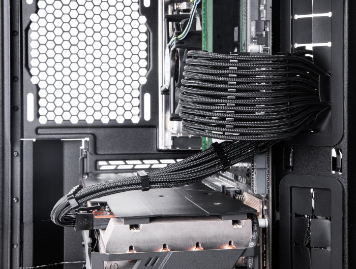 Delock PSU Verlängerungskabel Set 30 cm 6-teilig Sleeved mit Kabelkämmen (1 x 24 Pin ATX, 2 x 4 + 4 Pin EPS, 3 x 6 + 2 Pin PCIe) schwarz