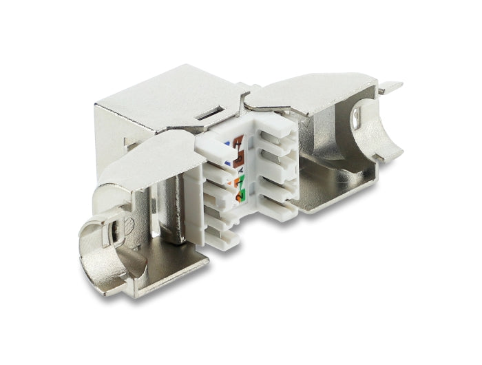 Delock Keystone Modul RJ45 Buchse zu LSA Cat.6A werkzeugfrei 90° winkelbar geschirmt für Kabeldurchmesser von 6,0 - 8,5 mm