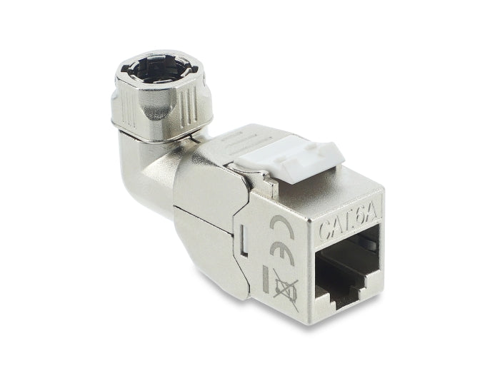 Delock Keystone Modul RJ45 Buchse zu LSA Cat.6A werkzeugfrei 90° winkelbar geschirmt für Kabeldurchmesser von 6,0 - 8,5 mm