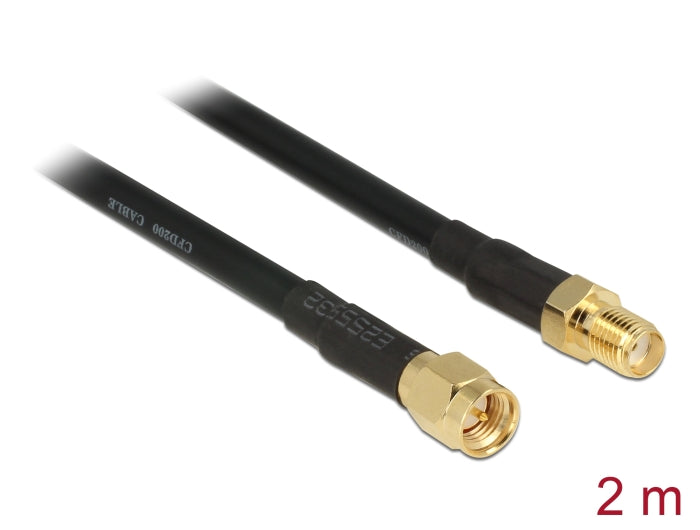 Delock Antennenkabel SMA Stecker > SMA Buchse CFD/RF200 2 m low loss