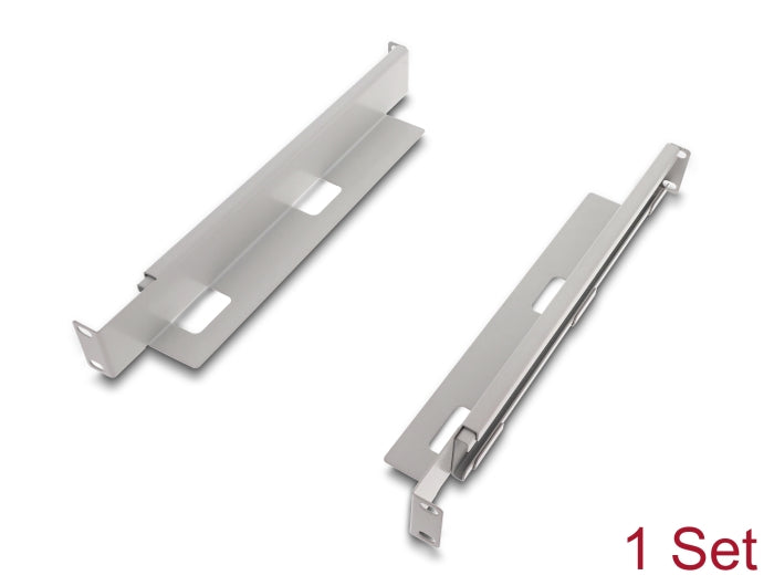 Delock 19″ Tragschiene längenverstellbar 368 - 600 mm für Netzwerkschrank 1 HE grau 1 Paar