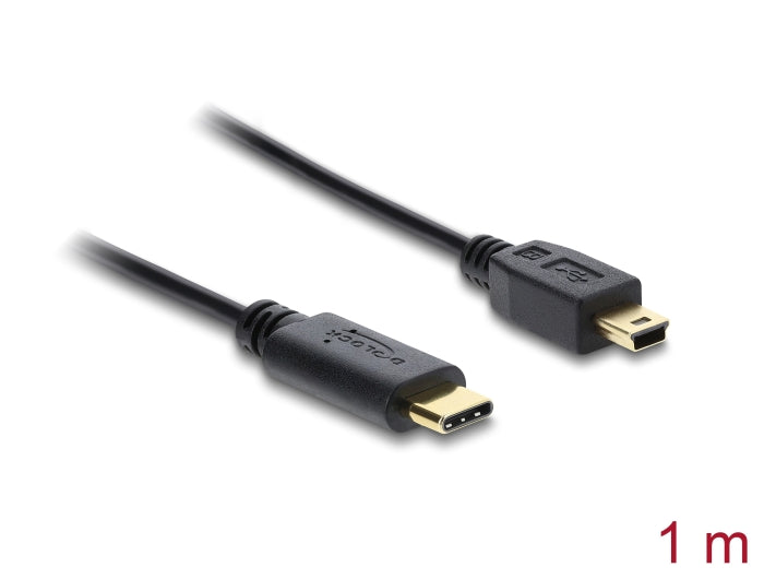 Delock Kabel USB Type-C™ 2.0 Stecker > USB 2.0 Typ Mini-B Stecker 1,0 m schwarz