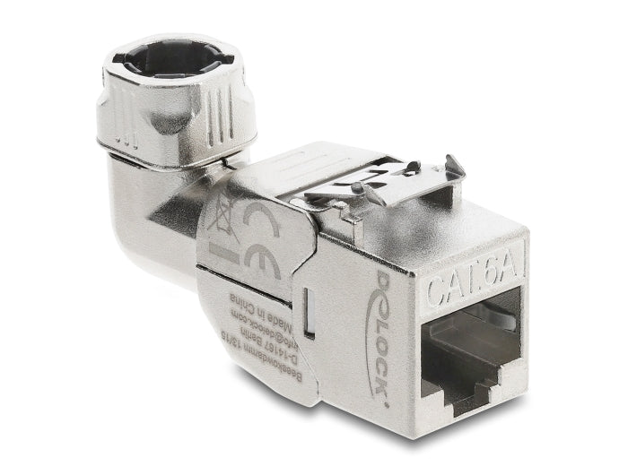 Delock Keystone Modul RJ45 Buchse zu LSA Cat.6A mit Metall Latch werkzeugfrei 90° winkelbar geschirmt