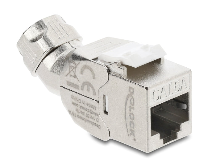 Delock Keystone Modul RJ45 Buchse zu LSA Cat.6A werkzeugfrei 45° winkelbar geschirmt