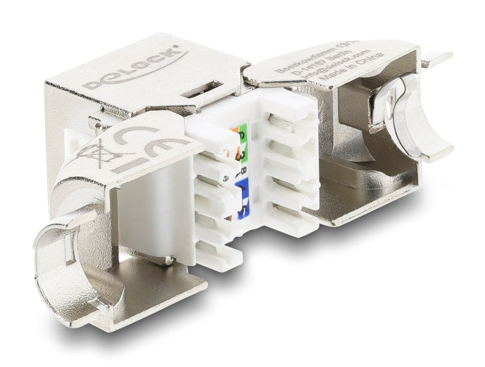Delock Keystone Modul RJ45 Buchse zu LSA Cat.6A werkzeugfrei 45° winkelbar geschirmt