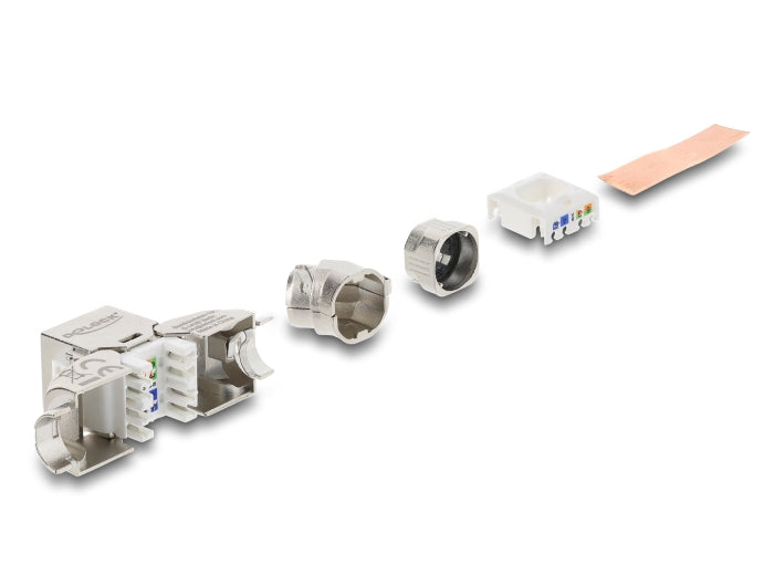 Delock Keystone Modul RJ45 Buchse zu LSA Cat.6A werkzeugfrei 45° winkelbar geschirmt