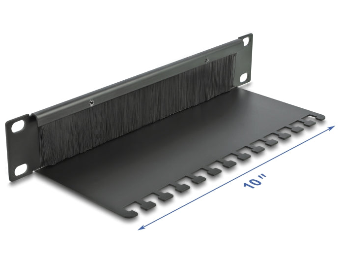 Delock 10″ Kabelmanagement Bürstenleiste mit Kabelabfangplatte 1 HE schwarz