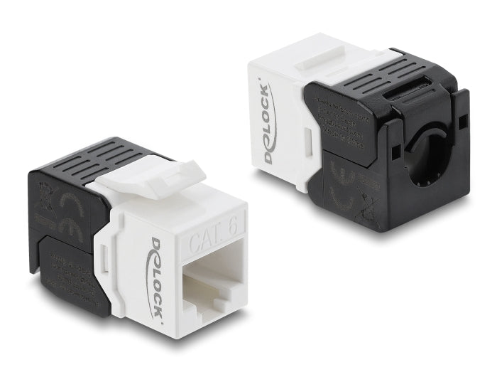 Delock Keystone Modul RJ45 Buchse zu LSA Cat.6 UTP werkzeugfrei schwarz / weiß