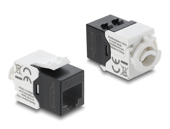 Delock Keystone Modul RJ45 Buchse zu LSA Cat.6 UTP mit Verschlussclip und kabelbinderfrei
