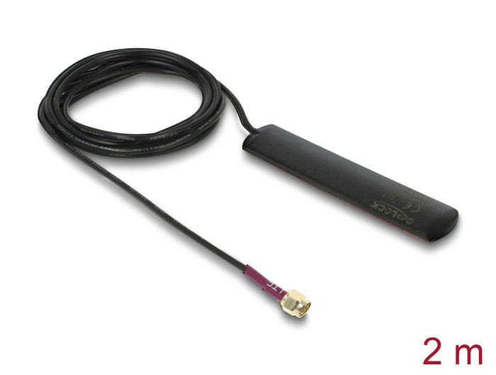 Delock GSM UMTS LTE WLAN 2,4 GHz Antenne SMA Stecker 2 dBi omnidirektional starr schwarz Klebemontage