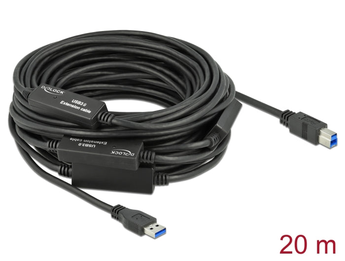 Delock USB 5 Gbps Aktives Kabel USB Typ-A zu USB Typ-B 20 m