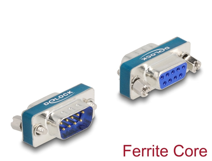 Delock HF/EMI Entstörfilter D-Sub 9 Pin Stecker zu Buchse mit Tiefpass induktiv