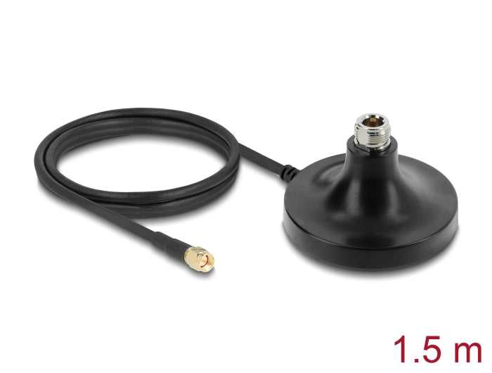 Delock Magnetischer Antennen Standfuß 1 x N Buchse zu 1 x SMA Stecker ULA100 1 m outdoor schwarz