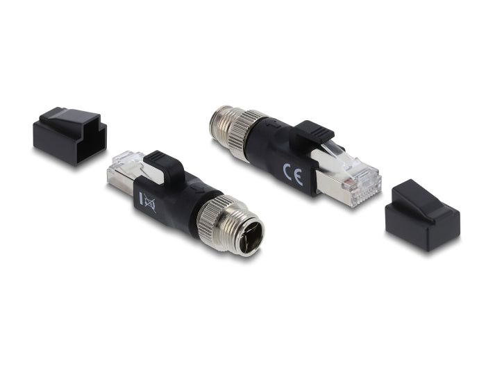 Delock M12 Adapter X-kodiert 8 Pin Stecker zu RJ45 Stecker schwarz