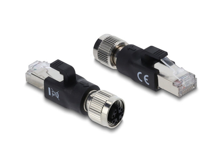 Delock M12 Adapter X-kodiert 8 Pin Buchse zu RJ45 Stecker schwarz