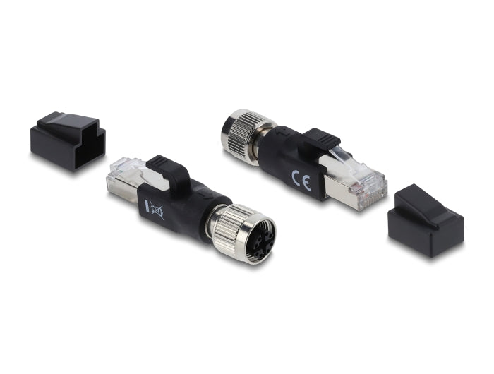 Delock M12 Adapter X-kodiert 8 Pin Buchse zu RJ45 Stecker schwarz
