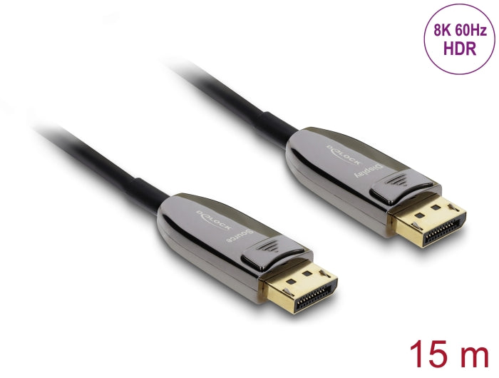 Delock Aktives Optisches Kabel DisplayPort 2.1 8K 60 Hz 40 Gbps 15 m