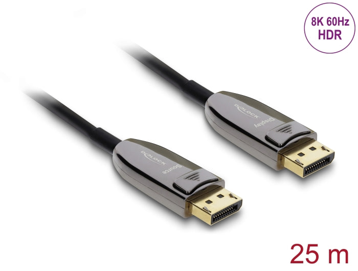 Delock Aktives Optisches Kabel DisplayPort 2.1 8K 60 Hz 40 Gbps 25 m