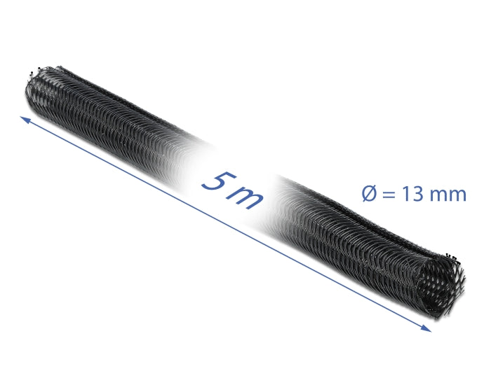 Delock Geflechtschlauch selbstschließend 5 m x 13 mm schwarz
