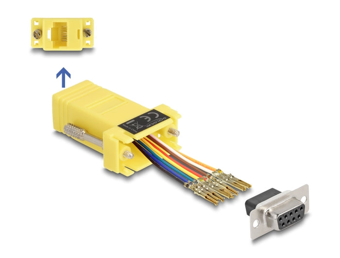 Delock D-Sub 9 Pin Buchse zu RJ45 Buchse Montagesatz gelb