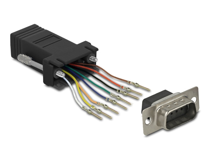 Delock D-Sub 9 Pin Stecker zu RJ45 Buchse Montagesatz schwarz