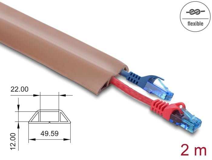 Delock Kabelkanal PVC flexibel 50 x 14 mm - Länge 2 m braun