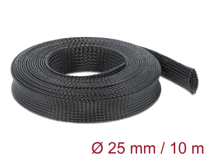 Delock Geflechtschlauch dehnbar 10 m x 25 mm schwarz