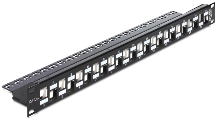 Delock 19″ Keystone Patchpanel 24 Port abgestuft schwarz